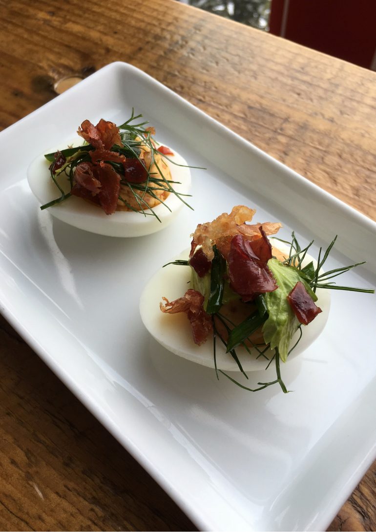 'Nduja Deviled Eggs with Crispy Prosciutto - Prosciutto Di Parma