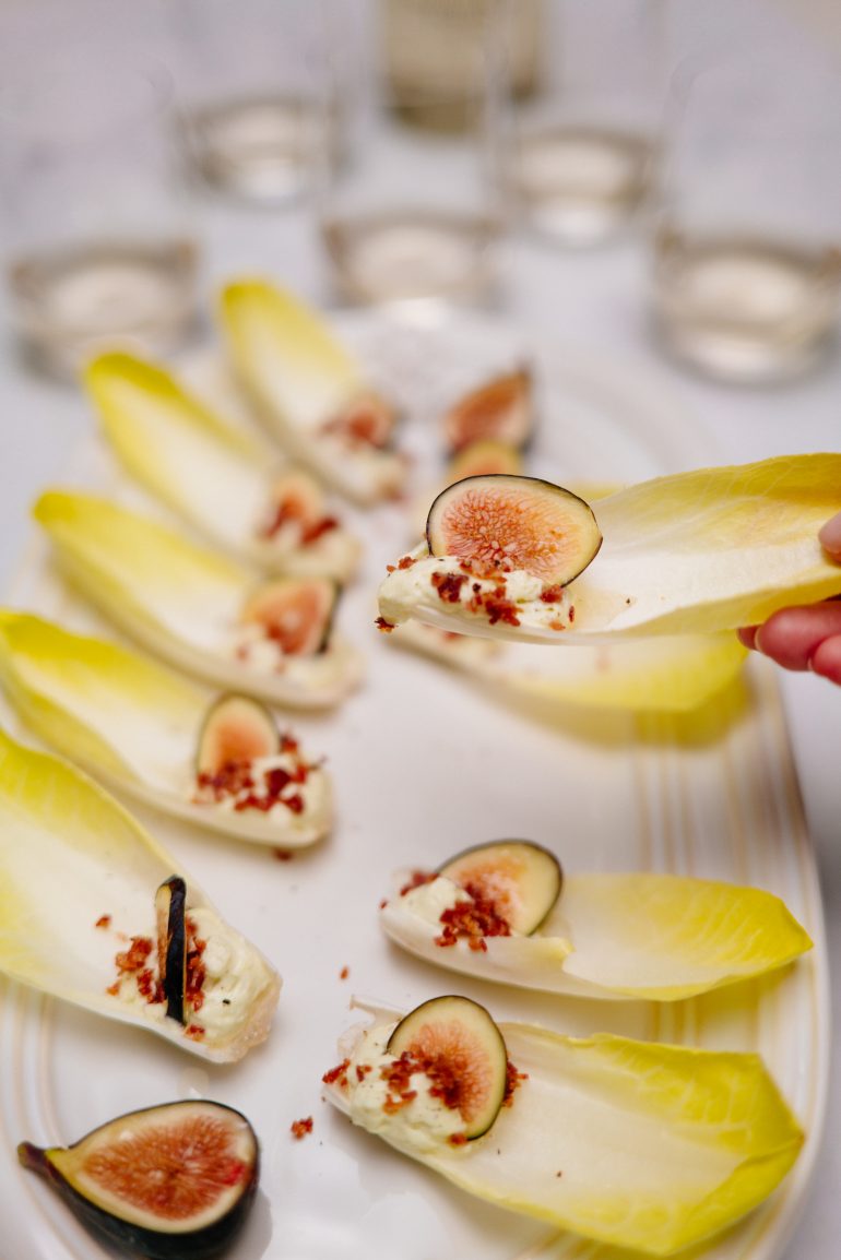 Endive Chips with Blue Cheese, Figs and Prosciutto Prosciutto Di Parma